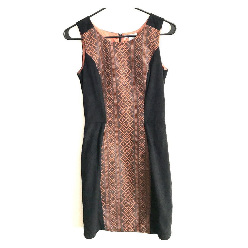Bar III Bronze and Black Faux Leather Dress