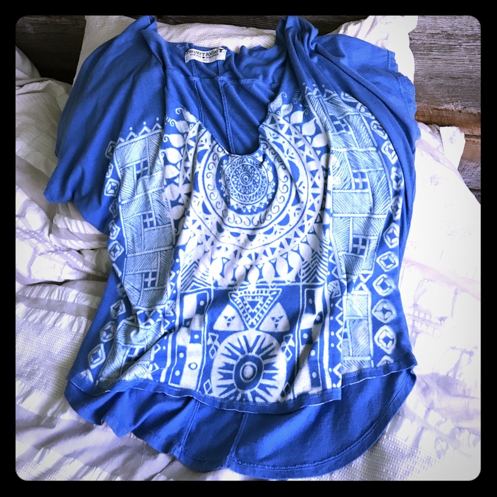 Blue "tie-dyed" Project Social Tee