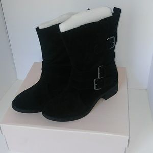 JustFab Black Suede Booties Size 6 JustFab Black Suede Booties Size 6