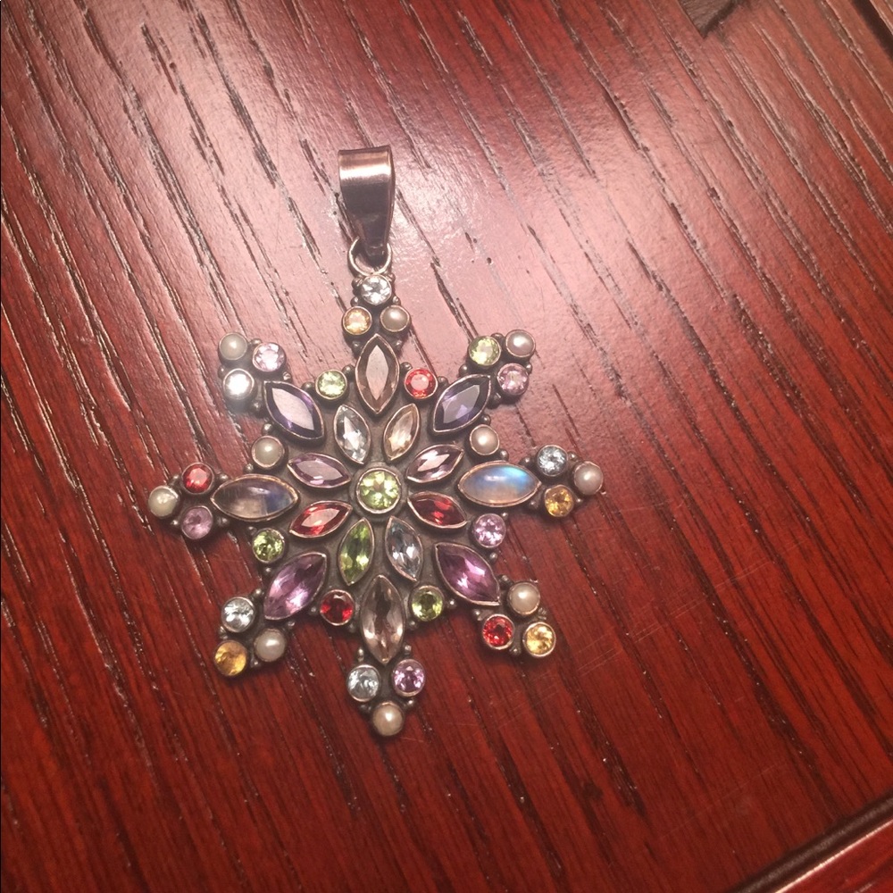 Multicolored gemstone pendent 925 silver setting