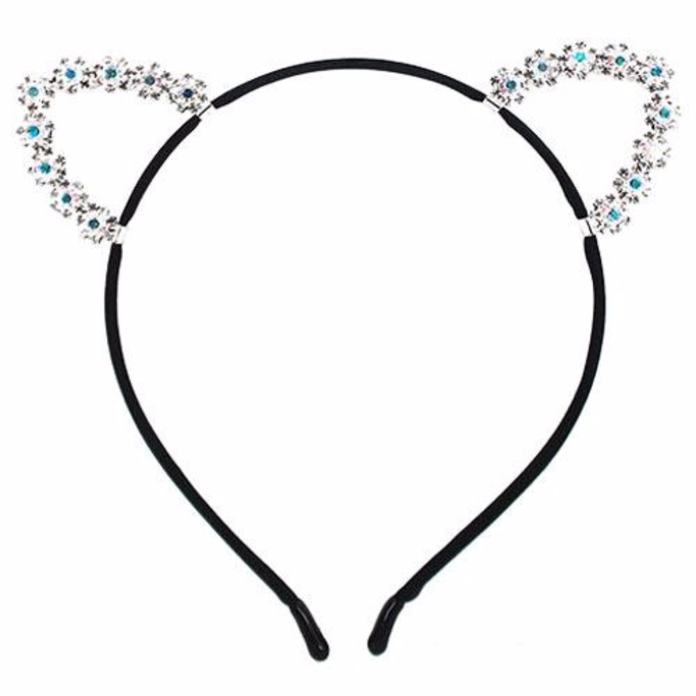 NWT FLOWER CRYSTAL CAT EAR HEADBAND HALLOWEEN