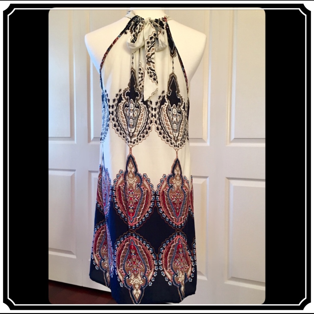 ✖️SOLD Boho Halter Mini Dress 🌻Small Medium Beach - Picture 2 of 6