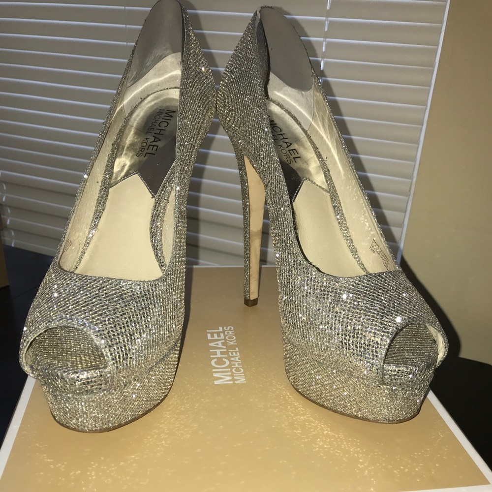 Michael Kors sparkly peep toe pumps
