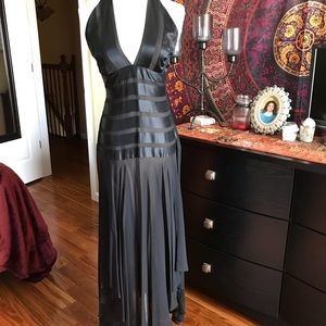 BCBG MaxAzria black evening halter dress