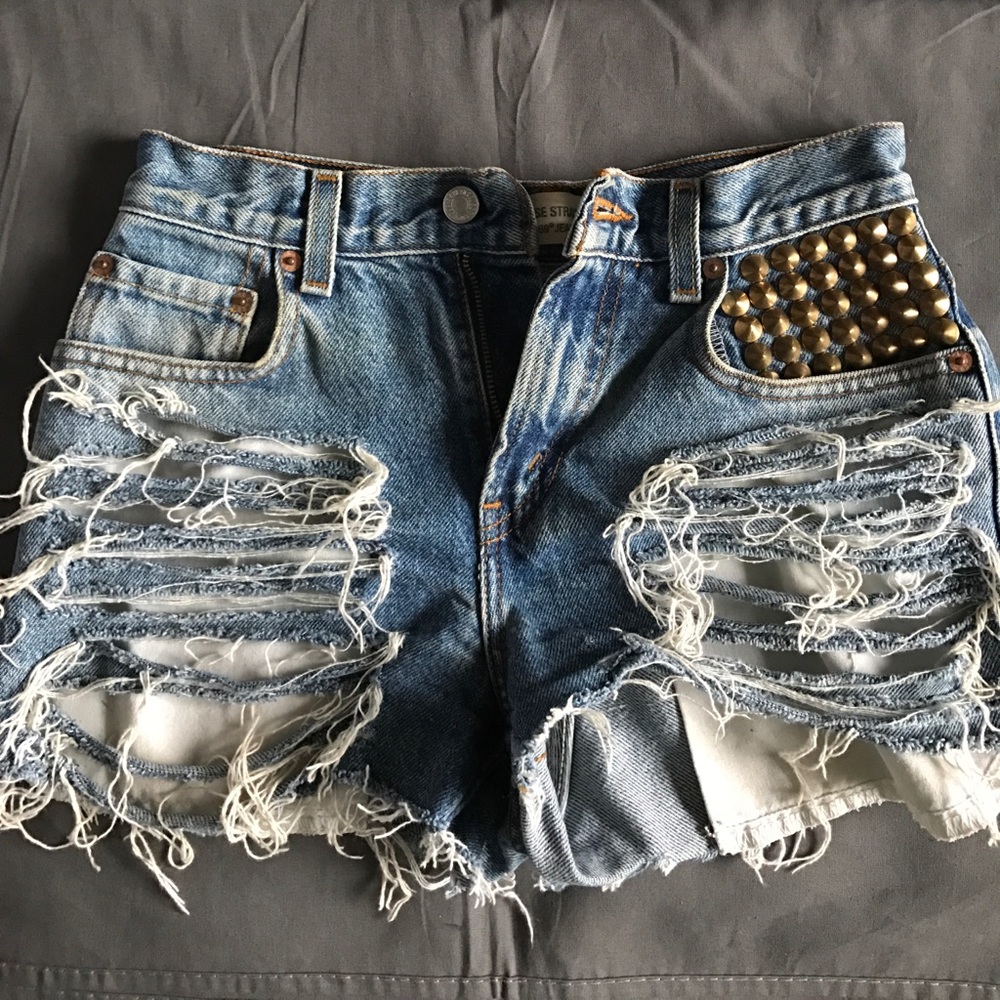 Levi high waisted shorts with rips, custom made