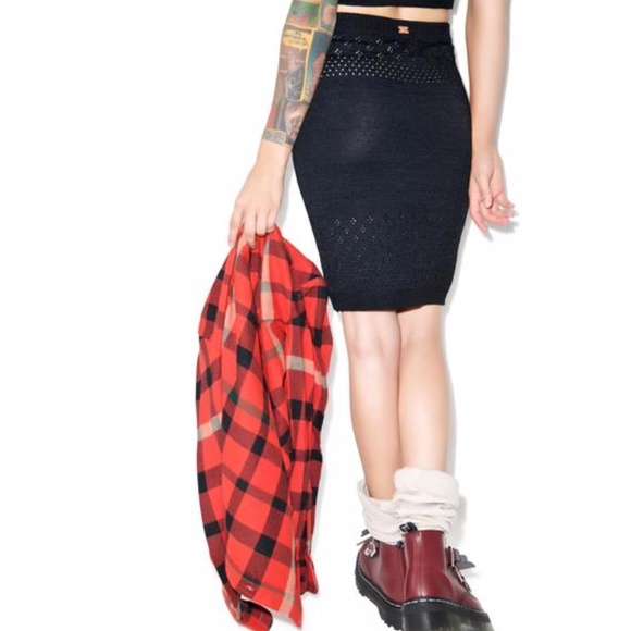 For Love & Lemons Soul Pencil Skirt in Black Large - Picture 4 of 8