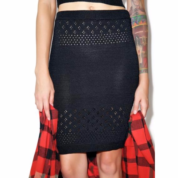 For Love & Lemons Soul Pencil Skirt in Black Large - Picture 2 of 8