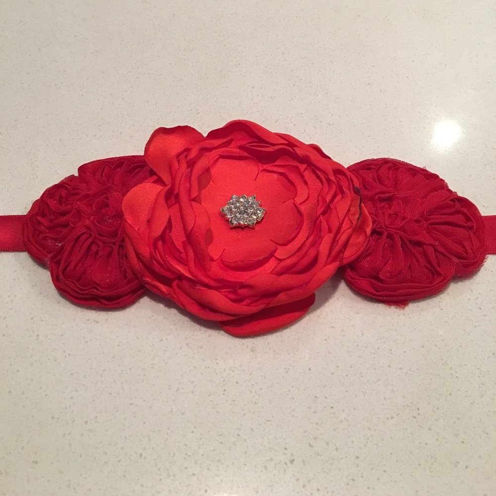 Red floral sash