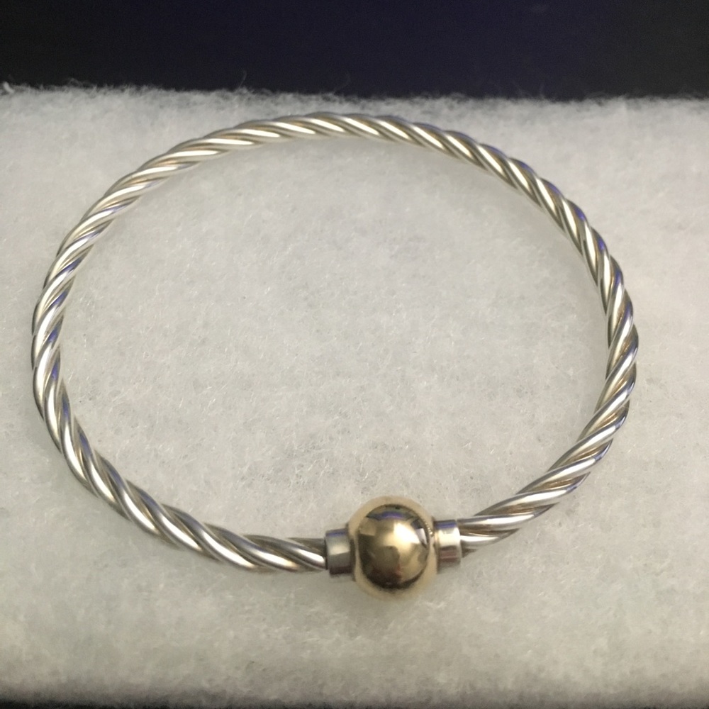Cape Cod Twist Ball Bracelet, Silver with 14k Ball