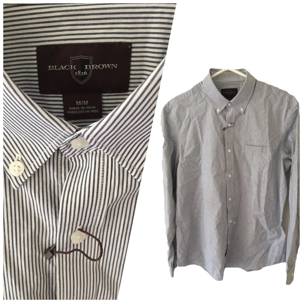 Mens Black Brown Button Down Shirts Long Sleeve