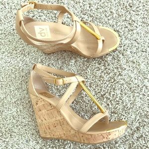 Dolce vita nude cork wedges