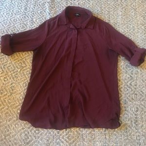 Maroon Flowy Button Down