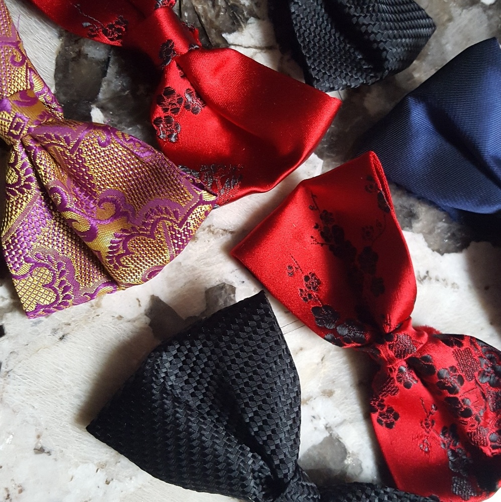 Custom LaLa Red bowties. Pretied & self tie