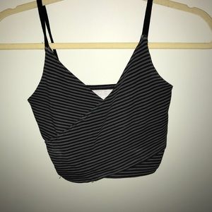 Grey and black striped crop top