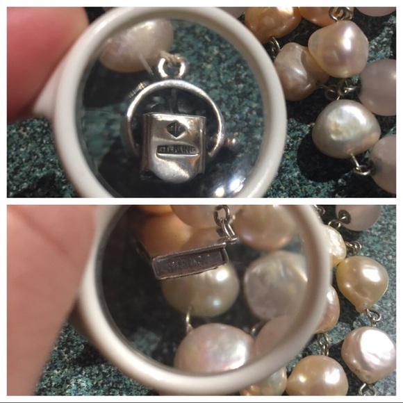 Estate Set Sterling Pearl Necklace & Bracelet - Picture 4 of 8