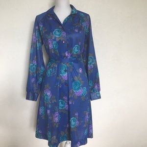 Weekend Sale ⚡Vintage blue purple flower dress