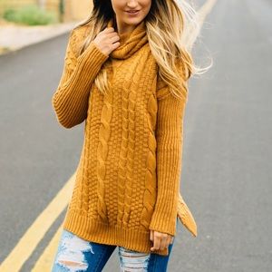 Cable Knit Cowl Sweater