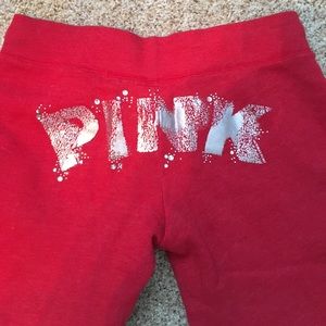 PINK Victoria's Secret Red Capri Sweatpants