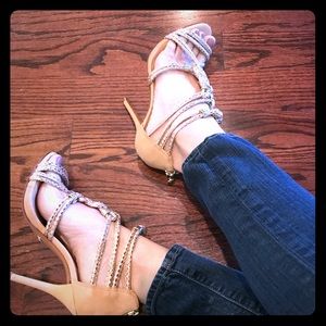 Schutz high heel gold robe sandals