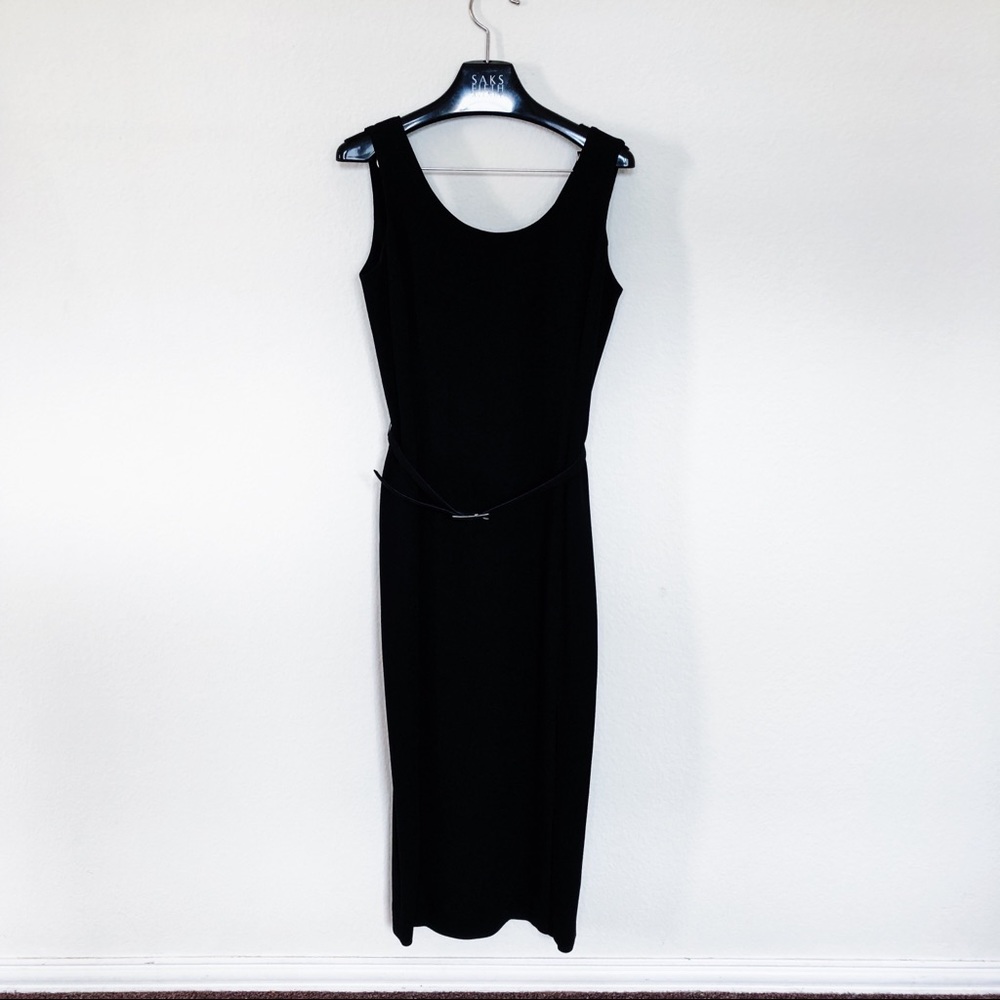 DANA BUCHMAN Classic Black Midi Dress size 12