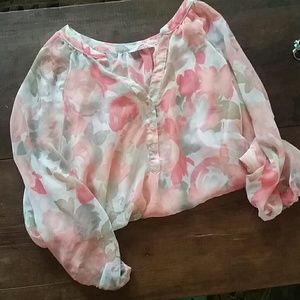 New York and company floral blouse tunic top