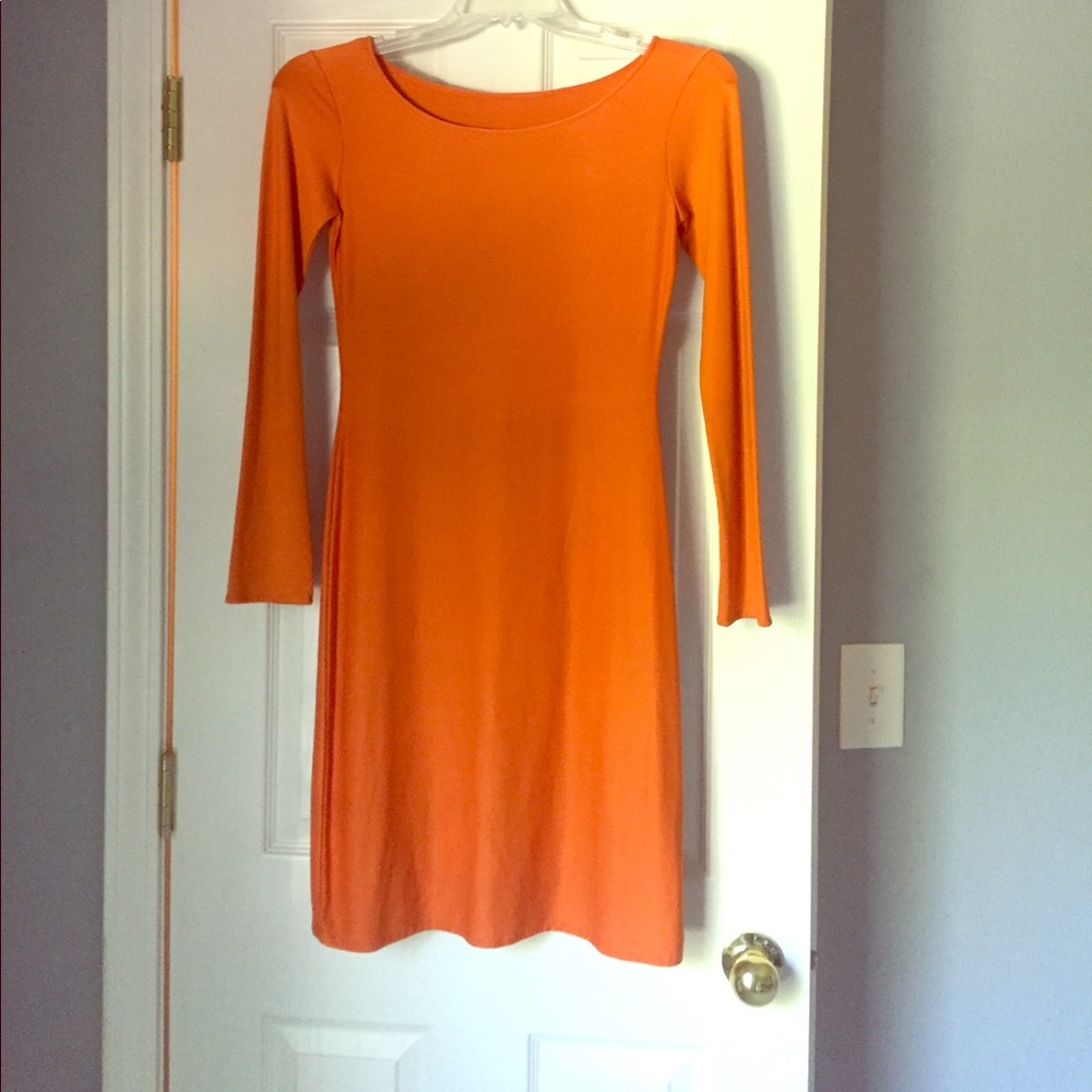 Bright orange spandex dress