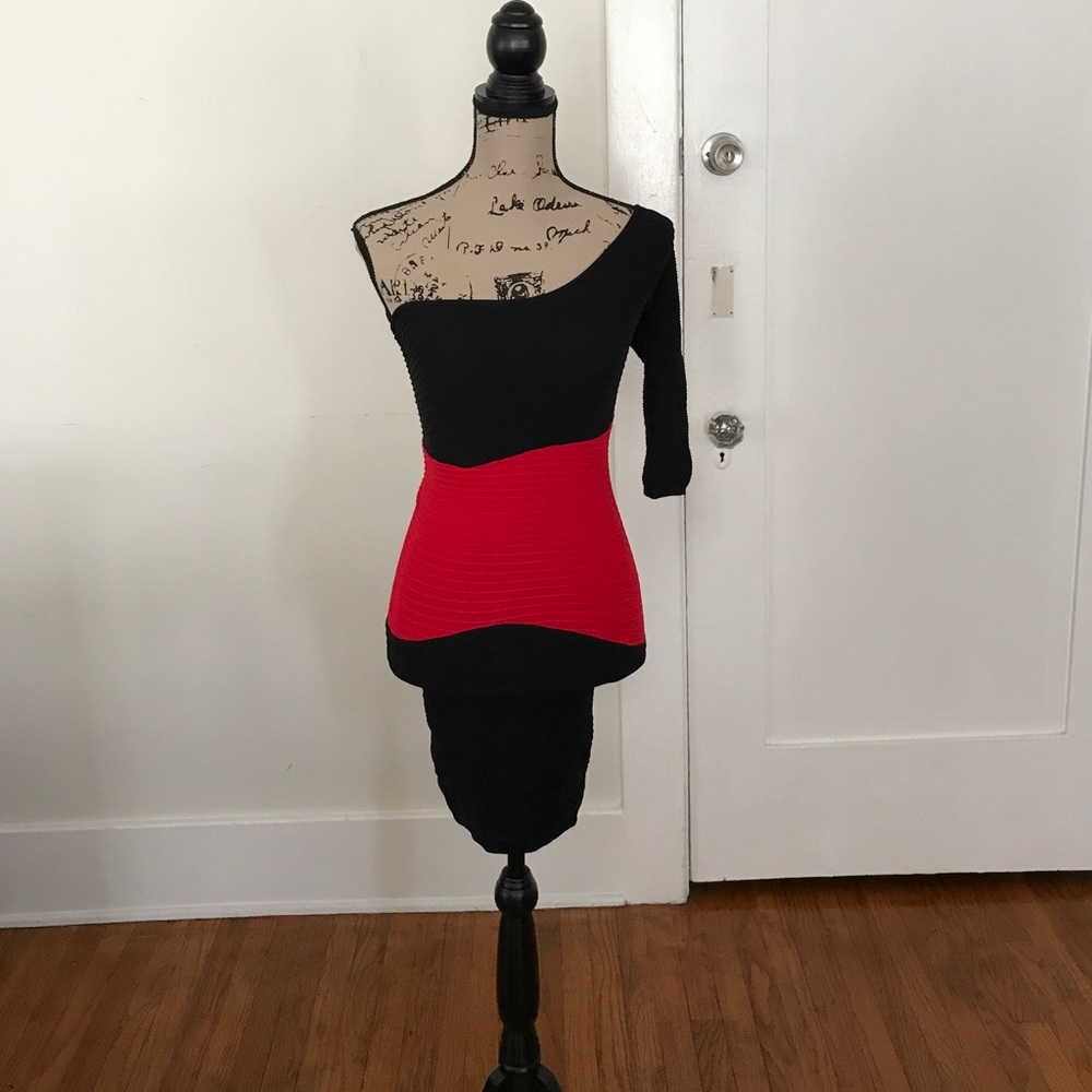 Bebe Black & Red Bodycon Dress