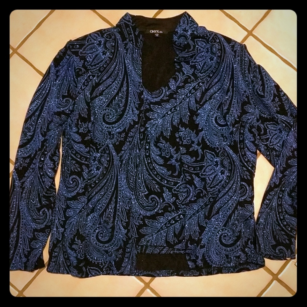 2piece Sparkling blue and black jacket & camisole