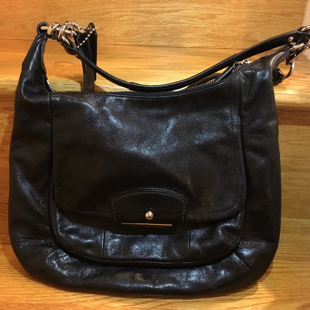 Coach black leather crossbody