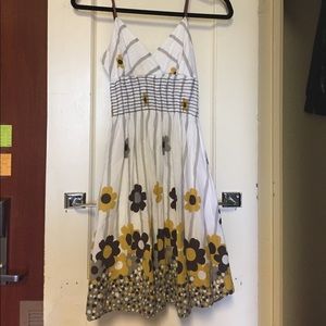 Yellow and Brown Floral Dress - Size XS