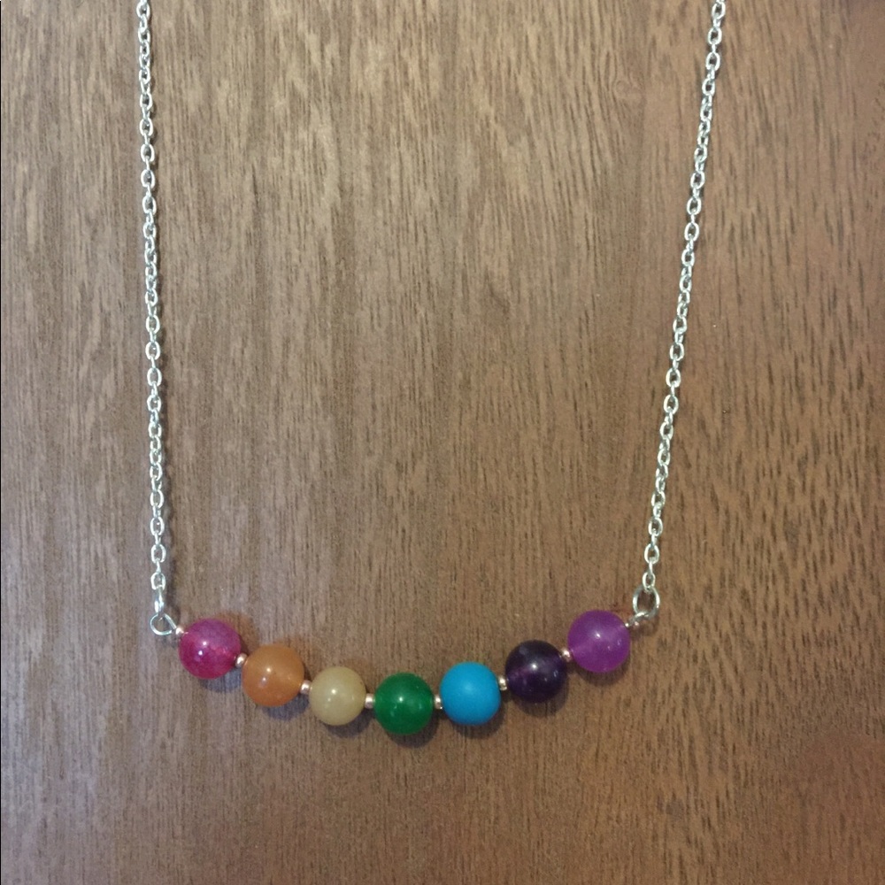 Chakra bead natural stone bar necklace