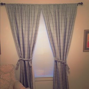 Handmade Aztec blue curtains + extra fabric