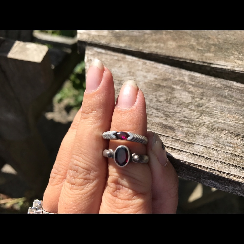 2 .925 garnet stone rings