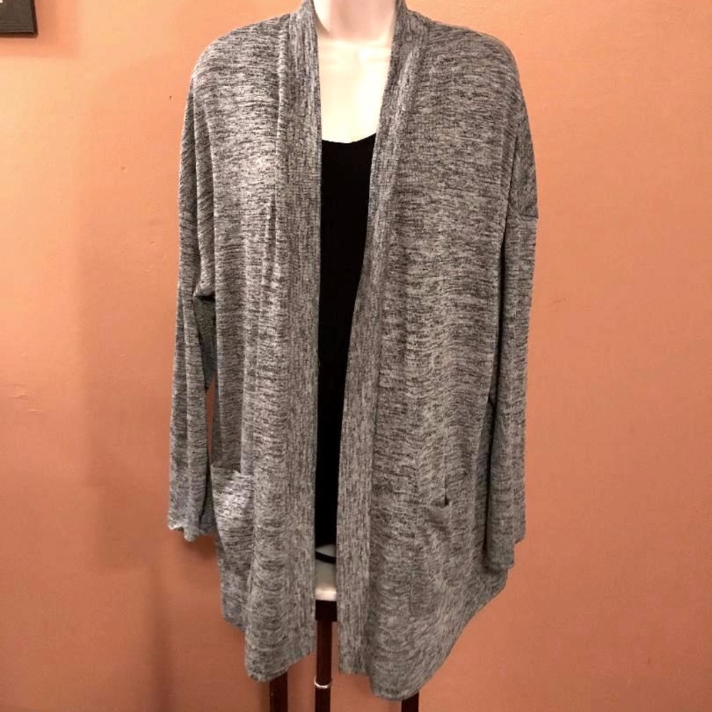 Grey & Black Split Back Cardigan Open Front XL