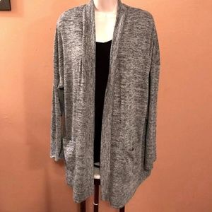 Grey & Black Split Back Cardigan Open Front XL