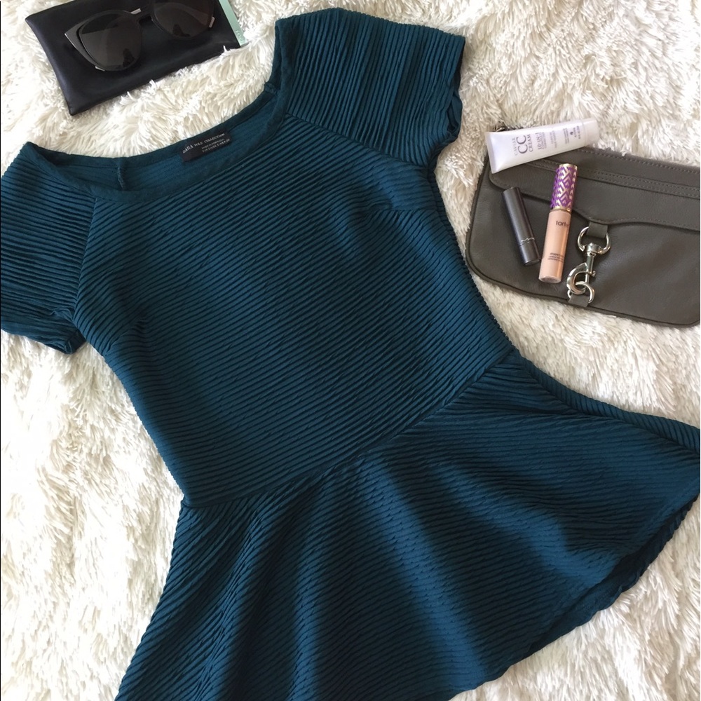 Zara Teal Peplum Top