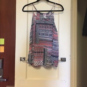 Sheer Patterned Loose Tank Top - Size M