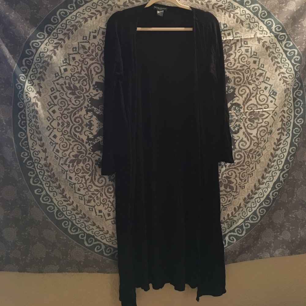 Floor length black cardigan