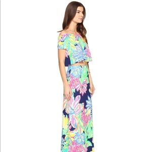Lilly Pulitzer resort navy travelers palm maxi