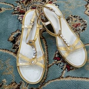 Geox Respira gold crystal wedge sandals 9.5M