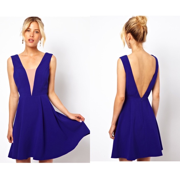 🚫ASOS Deep Plunge Neck Skater Dress - Picture 2 of 6