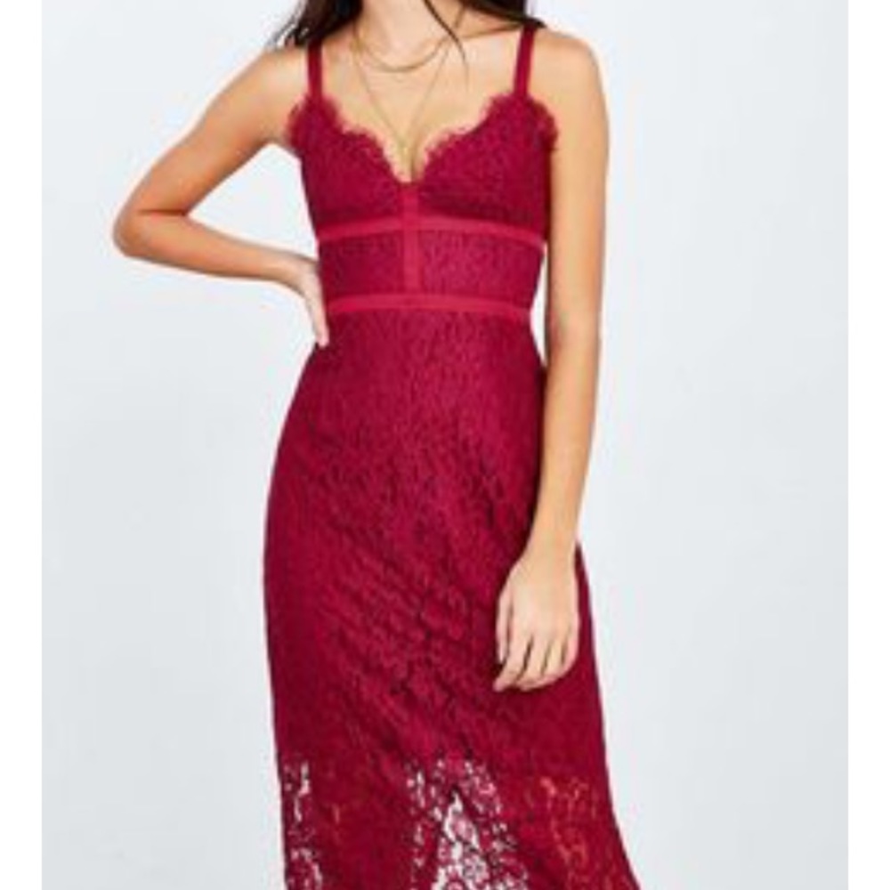 Keepsake interlude lace midi body con dress