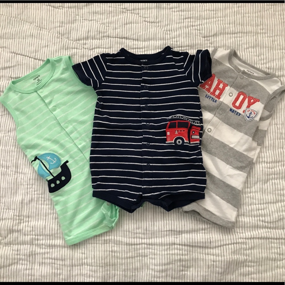 Carter's 12 mo baby boy bundle of 3 rompers