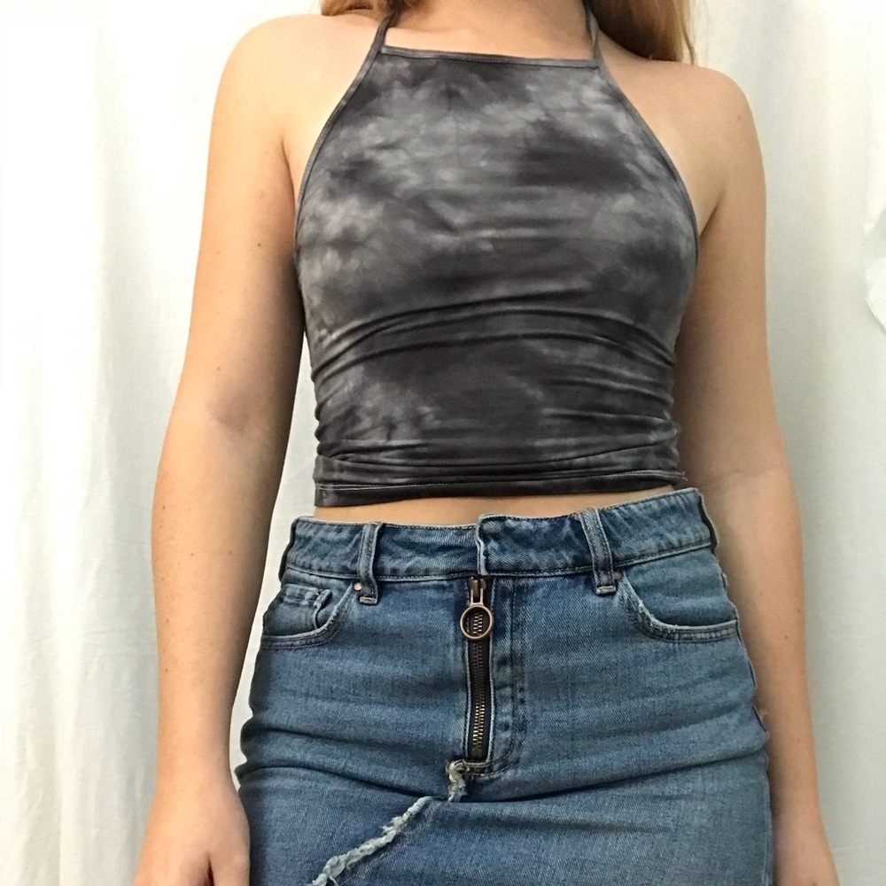 Grey haltered crop top