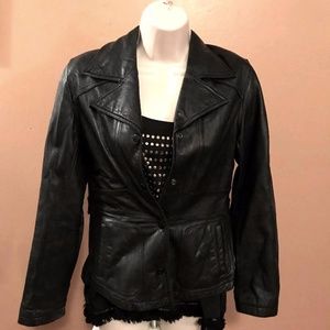 Wilson's Black Leather Jacket Snap Front SOFT! XS