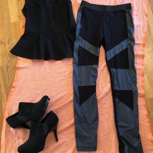 BCBGMAXAZRIA-Luca-Ponte-and-Faux-leather-leggings