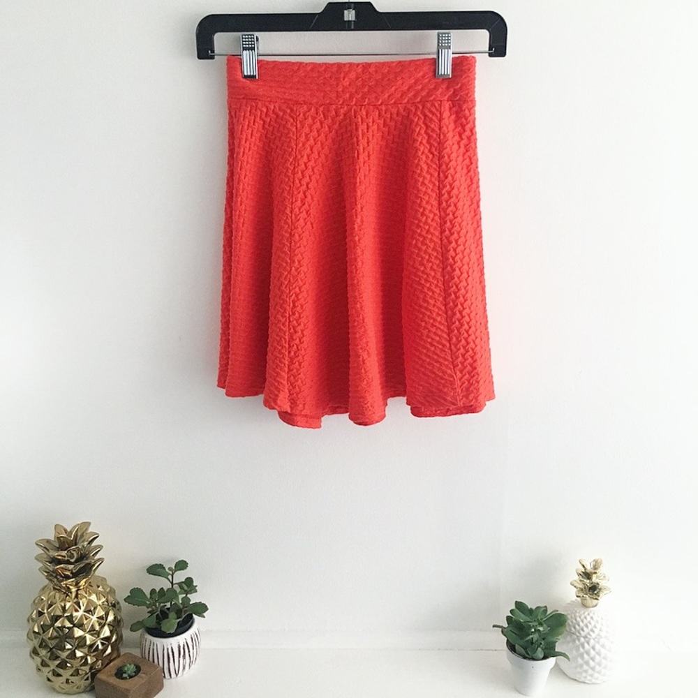 Textured Skater Skirt in Coral