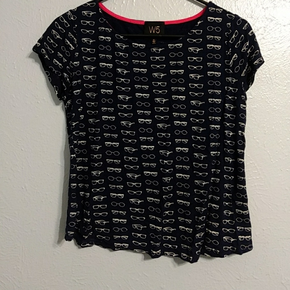 Navy blue glasses crop top