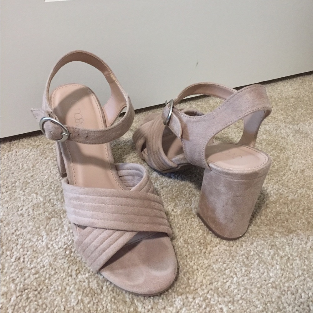 Nude block heel sandals