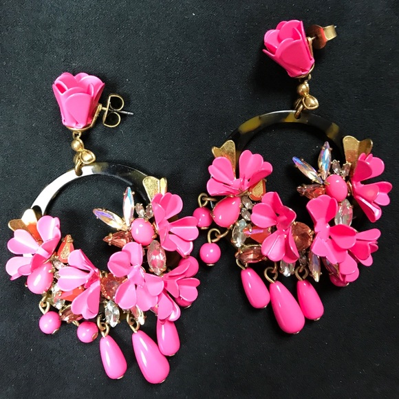 J. Crew Jewelry - J Crew Pink Mardi Gras Earrings